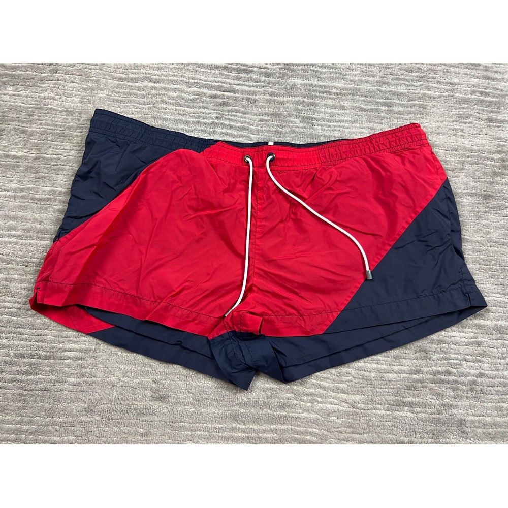J.Crew Swim Shorts Mens XL Red Navy Colorblock Drawstring Trunks Polyamide